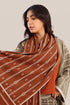 Embroidered striped shawl with tassels